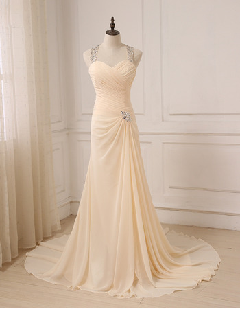 Discount Sweetheart Floor Length Chiffon Evening Dresses with Straps