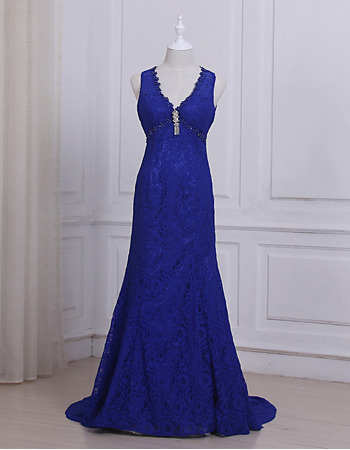 Sexy V-Neck Sleeveless Floor Length Lace Evening/ Prom/ Formal Dresses