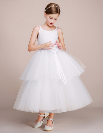 Affordable Ball Gown Sleeveless Tea Length Flower Girl Dresses