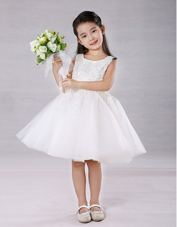 Inexpensive A-Line Knee Length Embroidery Flower Girl Dresses