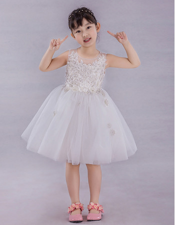 Affordable Ball Gown Knee Length Applique Flower Girl Dresses