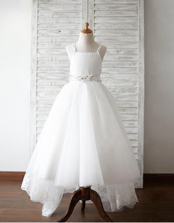 Discount Straps Floor Length High-Low Organza Flower Girl Dresses