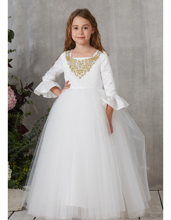 Stunning Floor Length First Communion Dresses with Long Sleeves