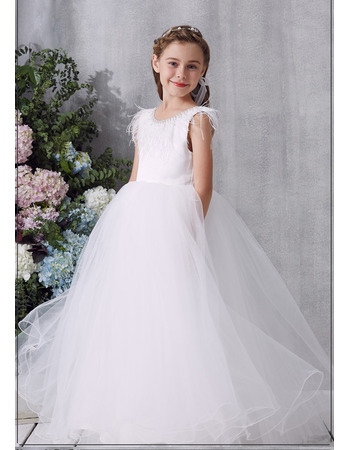 Custom Ball Gown Floor Length Organza Flower Girl / Communion Dresses