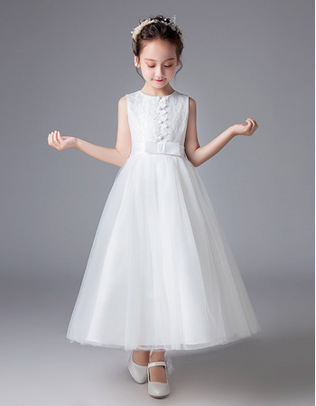 Adorable A-Line Ankle Length Flower Girl/ First Communion Dresses