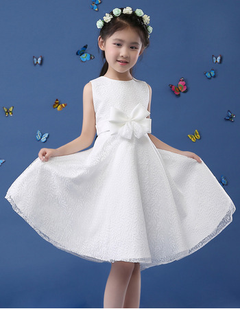 A-Line Sleeveless Knee Length Lace Flower Girl Dresses