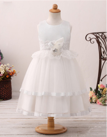 Ball Gown Tea Length Flower Girl Dresses for Wedding