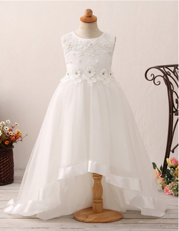 Inexpensive Sweep Train High-Low Flower Girl Dresses for Wedding