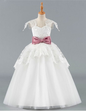 New Ball Gown Floor Length Flower Girl Dresses with Belts