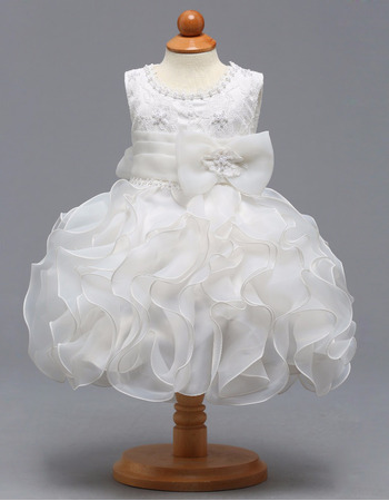 Custom Knee Length Ruffle Skirt Flower Girl Dresses for Wedding