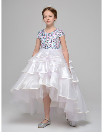 High-Low Asymmetric Beading Little Girls Party Dresses