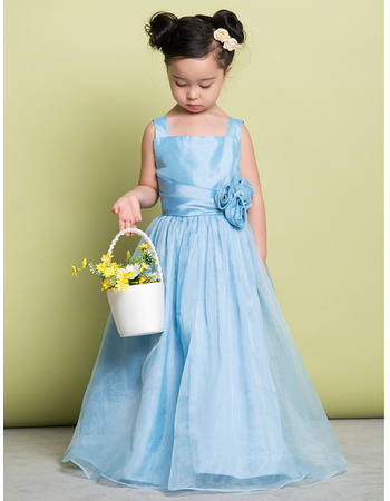 Discount Straps Floor Length Taffeta Flower Girl Dresses for Wedding