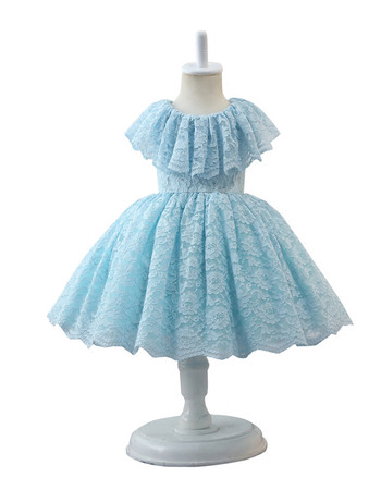 Lovely Ball Gown Knee Length Lace Little Girls Easter Dresses