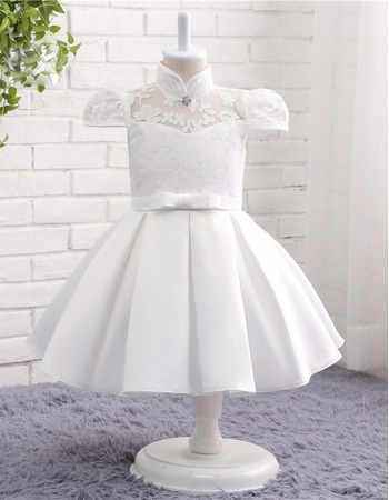 Custom Ball Gown Cap Sleeves Knee Length Flower Girl Dresses