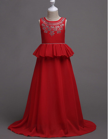 Floor Length Chiffon Little Girls Party Dresses