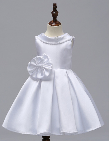 Discount Lapel Mini/ Short Satin Flower Girl Dresses for Wedding