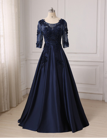 Discount Floor Length Prom/ Party/ Formal Dress with 3/4 Long Sleeves