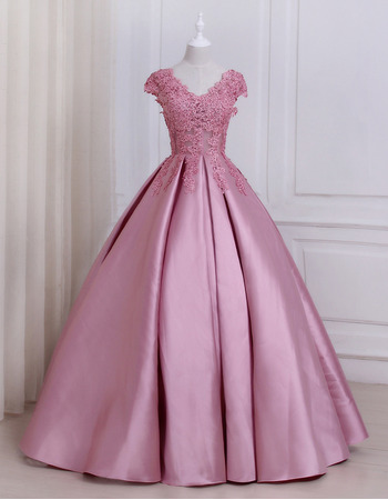 Elegant Ball Gown V-Neck Floor Length Prom/ Quinceanera Dresses