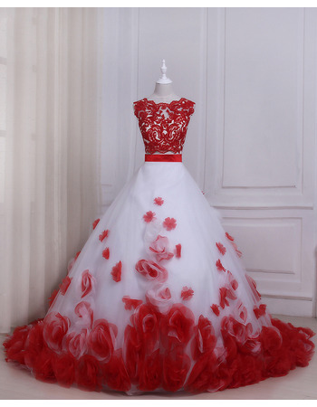 Ball Gown Floor Length Prom/ Quinceanera Dress with Rosette