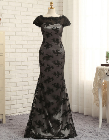 Affordable Mermaid Floor Length Lace Black Prom/ Formal Dresses