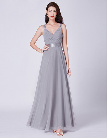 Elegant V-Neck Floor Length Chiffon Evening/ Prom/ Formal Dresses