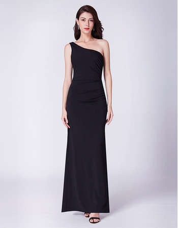 Custom One Shoulder Floor Length Black Evening/ Prom/ Formal Dresses