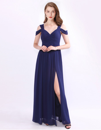 Sexy Floor Length Chiffon Evening/ Prom/ Formal Dresses with Straps