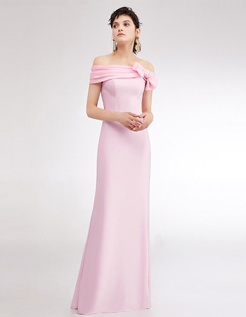 Affordable Off-the-shoulder Floor Length Satin Evening/ Prom Dresses