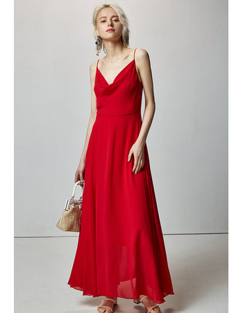 2019 New Style Spaghetti Straps Ankle Length Chiffon Evening Dresses