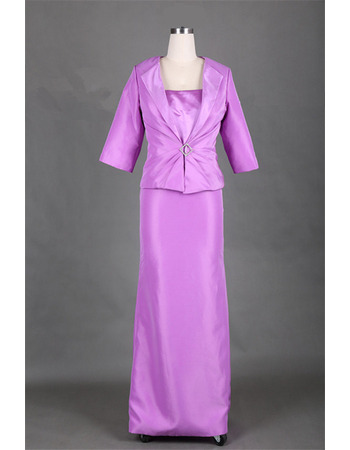 Custom Floor Length Satin Mother Dresses with Jackets for Wedding