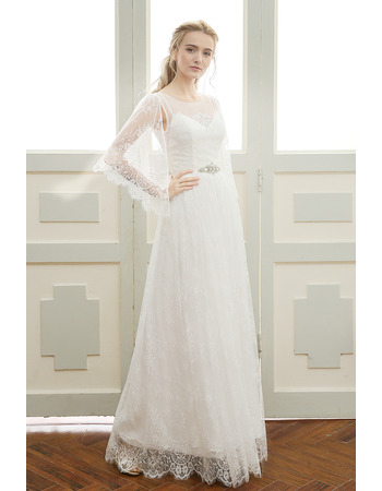 Custom Elegant Floor Length Lace Wedding Dresses with Cap Sleeves