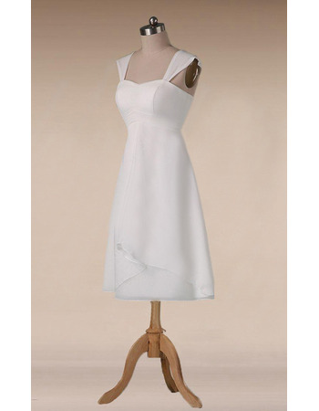 New A-Line V-Neck Sleeveless Knee Length Satin Wedding Dresses