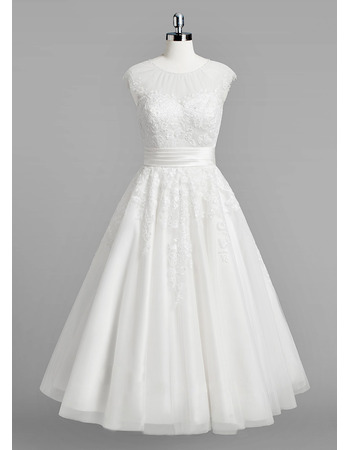 Informal A-Line Sleeveless Knee Length Satin Organza Wedding Dresses