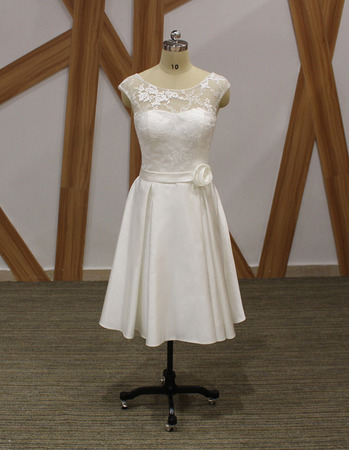 A-Line Sleeveless Knee Length Satin Bridal Dresses