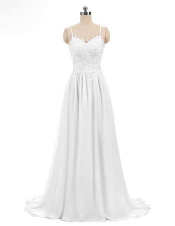 New Spaghetti Straps Sweetheart Floor Length Satin Wedding Dress