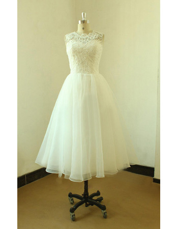 Informal A-Line Knee Length Organza Reception Wedding Dresses