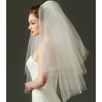 Charming 2 Layers Elbow-Length Tulle White Wedding Veils