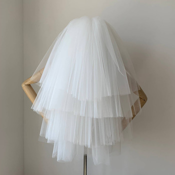 4 Layers Elbow-Length Tulle White Wedding Veils