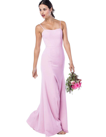 Discount Spaghetti Straps Floor Length Satin Bridesmaid Dresses