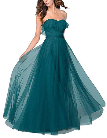 Inexpensive A-Line Sweetheart Floor Length Chiffon Bridesmaid Dresses