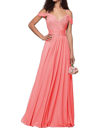 Style Spaghetti Straps Floor Length Chiffon Bridesmaid Dresses