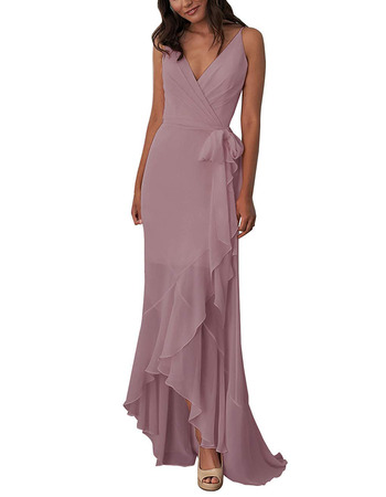 Custom V-Neck Spaghetti Straps High-Low Chiffon Bridesmaid Dresses