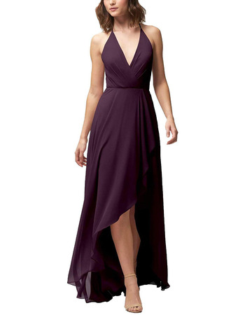 Discount V-Neck Spaghetti Straps High-Low Chiffon Bridesmaid Dresses