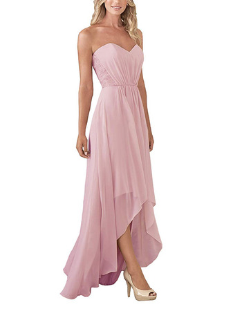 Elegant A-Line Sweetheart High-Low Long Chiffon Bridesmaid Dresses