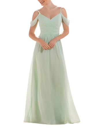 Elegant Spaghetti Straps Floor Length Chiffon Bridesmaid Dresses