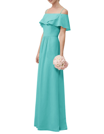 Elegant Spaghetti Straps Floor Length Chiffon Bridesmaid Dresses