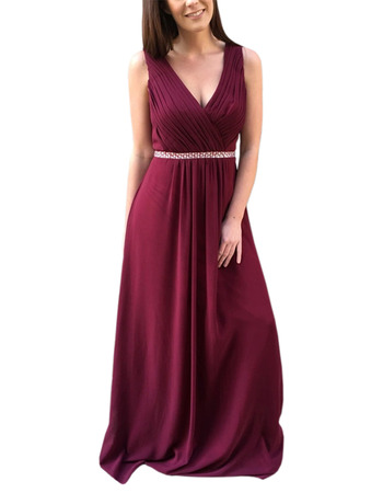 V-Neck Floor Length Chiffon Bridesmaid Dresses