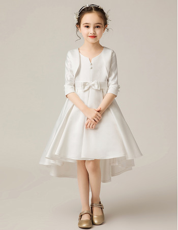 Adorable High-Low Knee Length Flower Girl Dresses with Jackets