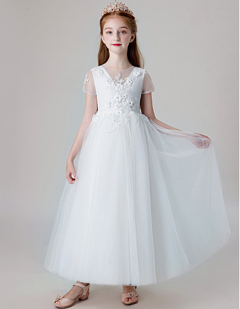 Affordable A-Line Ankle Length Organza First Communion Dresses