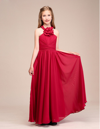 Custom Long Chiffon Flower Girl Dresses/ Junior Bridesmaid Dresses